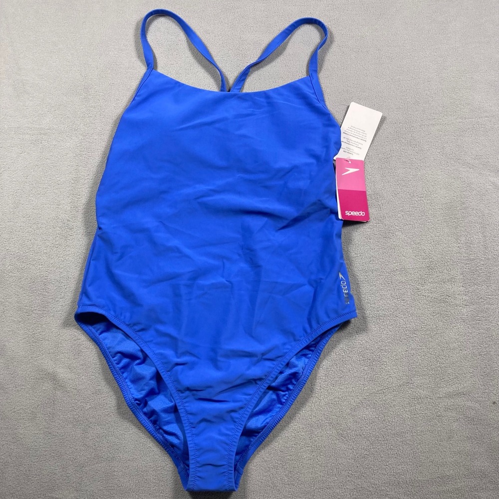 Speedo One Piece Swimsuit Womens Large Blue Performance